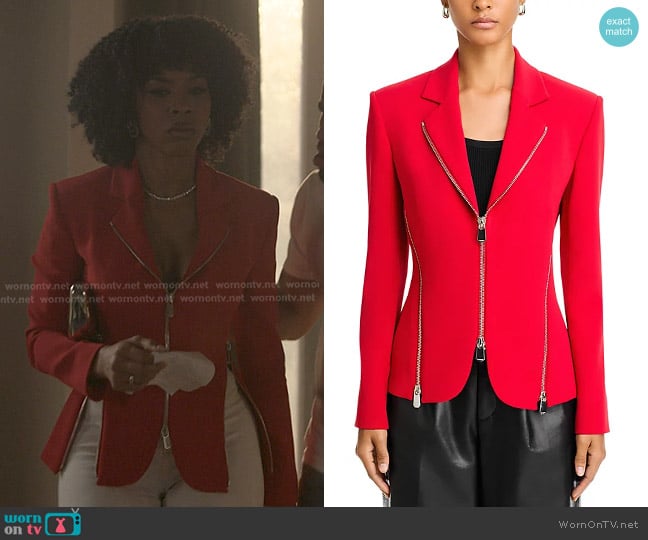 Pinko Notch Collar Zipper Blazer worn by Monica Wilson (Brandee Evans) on Reasonable Doubt