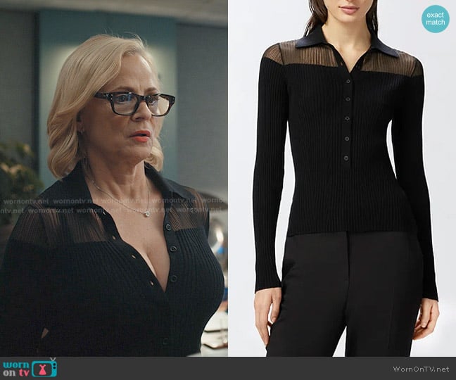Pinko Ribbed Long-sleeved Polo Shirt worn by Laurel Hammond-Muntz (Amy Sedaris) on Elsbeth