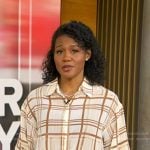 Janai’s beige plaid shirt on Good Morning America