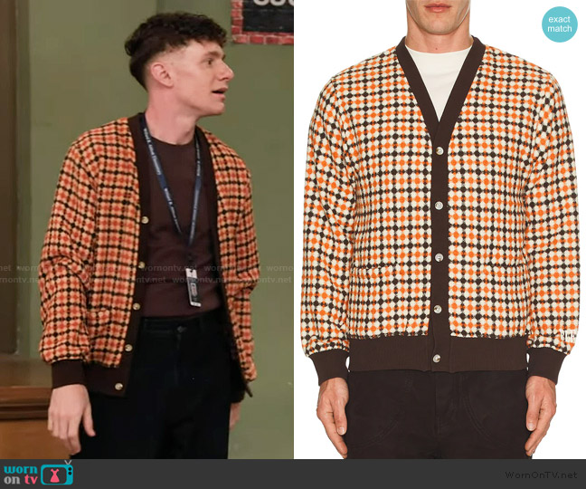 Pleasures Misquote Cardigan worn by Jacob Hill (Chris Perfetti) on Abbott Elementary
