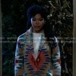 Portia’s printed cardigan on General Hospital