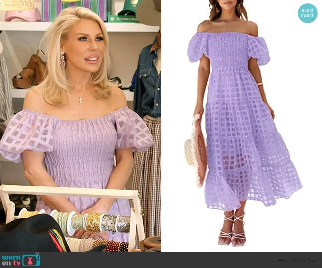 Pretty Garden Square neck Smocked Dress worn by Gretchen Rossi on The Real Housewives of Orange County