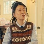 Ashley’s printed sweater vest on Nobody Wants This