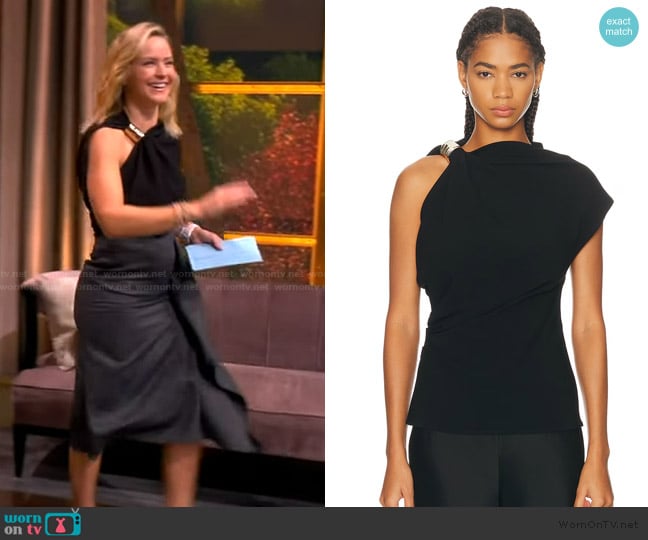 Proenza Schouler Malika Draped Short-Sleeve Top worn by Sara Haines on The View