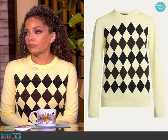 Proenza Schouler Vivian Argyle Crewneck Sweater worn by Sunny Hostin on The View