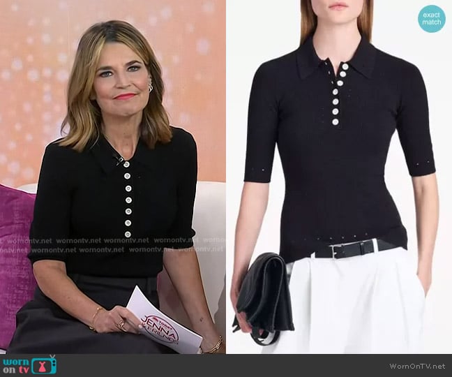 Proenza Schouler White Label Spencer Silk Cotton Polo Top worn by Savannah Guthrie on Today