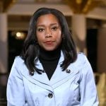 Rachel’s blue trench coat on Good Morning America