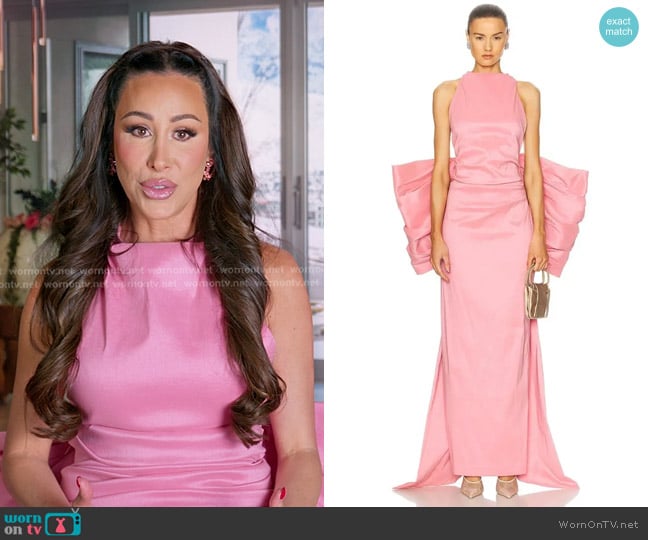 Rachel Gilbert Lottie Gown in Peony worn by Angie Katsanevas on The Real Housewives of Salt Lake City