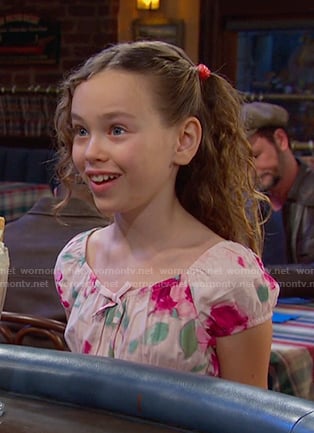 Rachel’s pink floral smocked waist dress on Days of our Lives