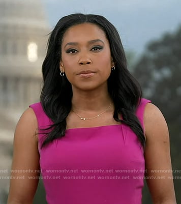 Rachel’s purple square neck dress on Good Morning America