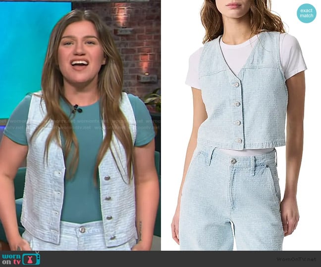 Rag and Bone Juliana Cotton Tweed Vest worn by Kelly Clarkson on The Kelly Clarkson Show