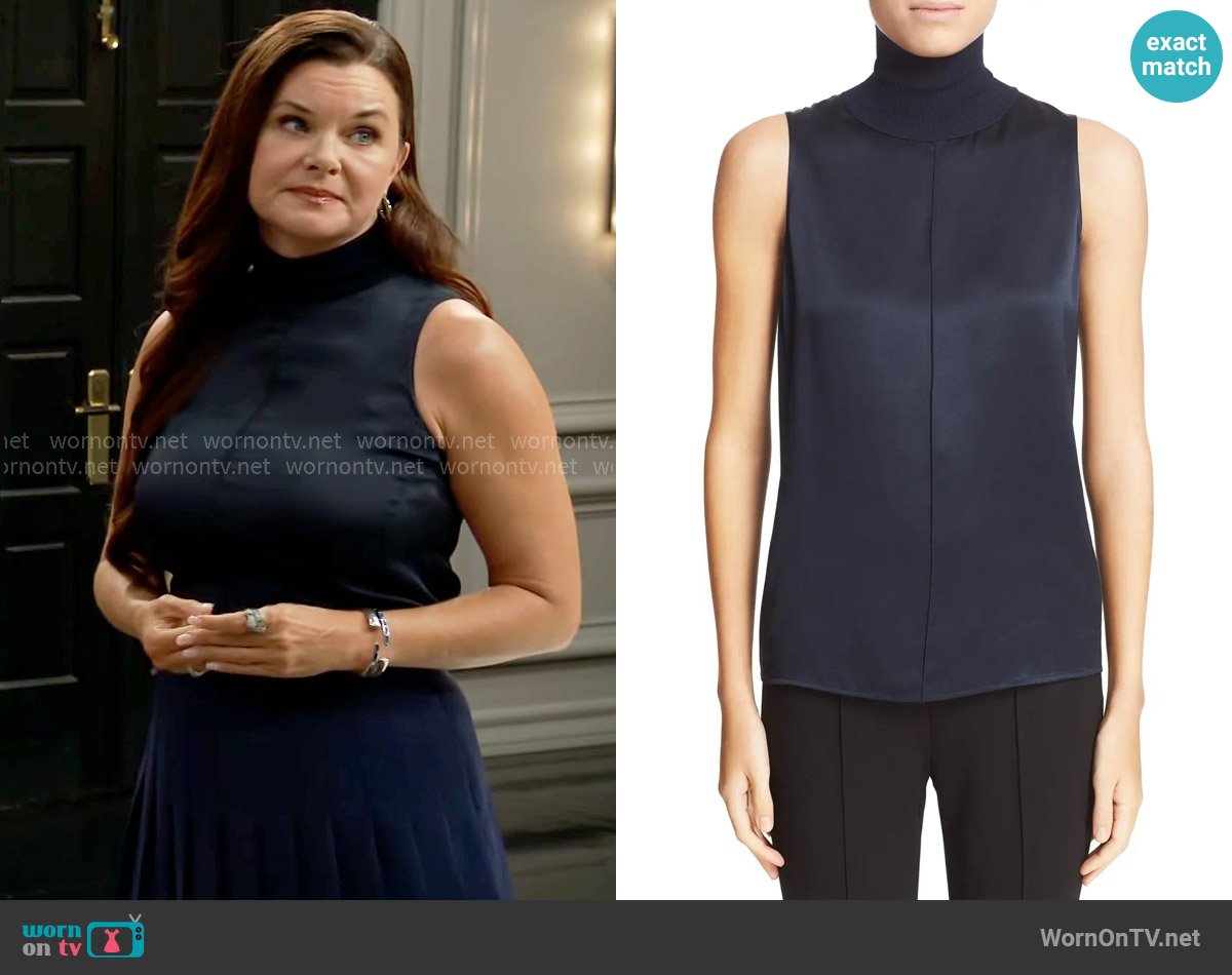 Rag and Bone Singer Silk Sleeveless Turtleneck Top worn by Katie Logan (Heather Tom) on The Bold and the Beautiful