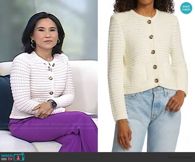 Rag & Bone Gaspard Cardigan in Ecru worn by Vicky Nguyen on Today