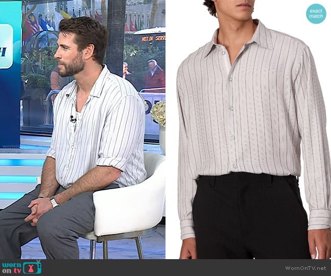 Rag & Bone Matthew Striped Button-Front Shirt worn by Liam Hemsworth on Today