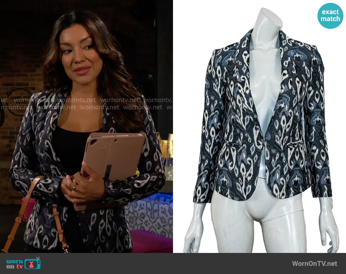 Rag & Bone Midnight Ikat Blazer worn by Audra Charles (Zuleyka Silver) on The Young and the Restless