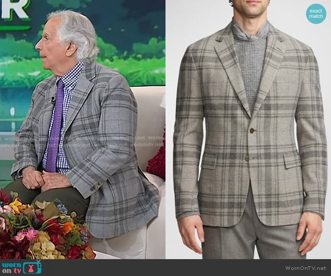 Ralph Lauren Purple Label Hadley Hand-Tailored Plaid Wool Jacket worn by Henry Winkler on Today