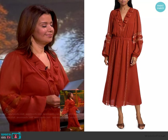 Ramy Brook Connie Silk & Lace Dress worn by Ana Navarro on The View