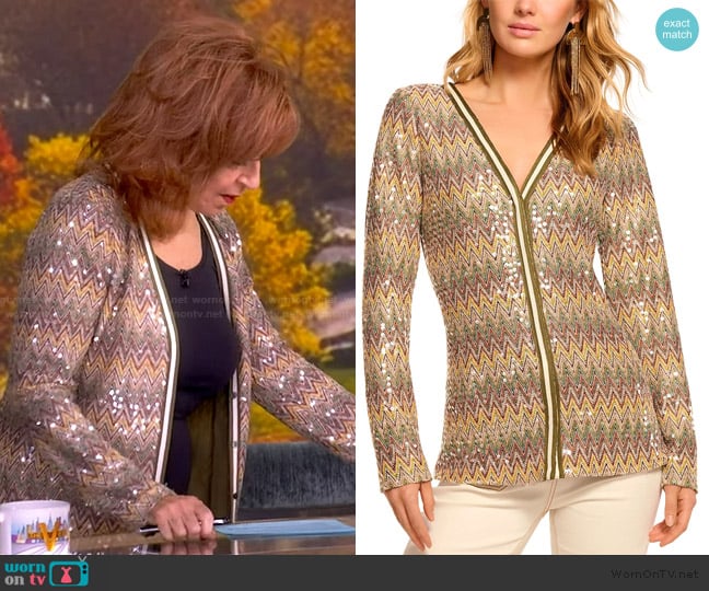 Ramy Brook Kiki Chevron Sequin Cardigan worn by Joy Behar on The View