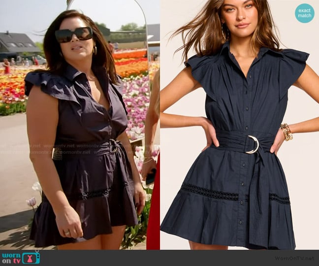 Ramy Brook Marceline Flutter-Sleeve Minidress worn by Emily Simpson on The Real Housewives of Orange County
