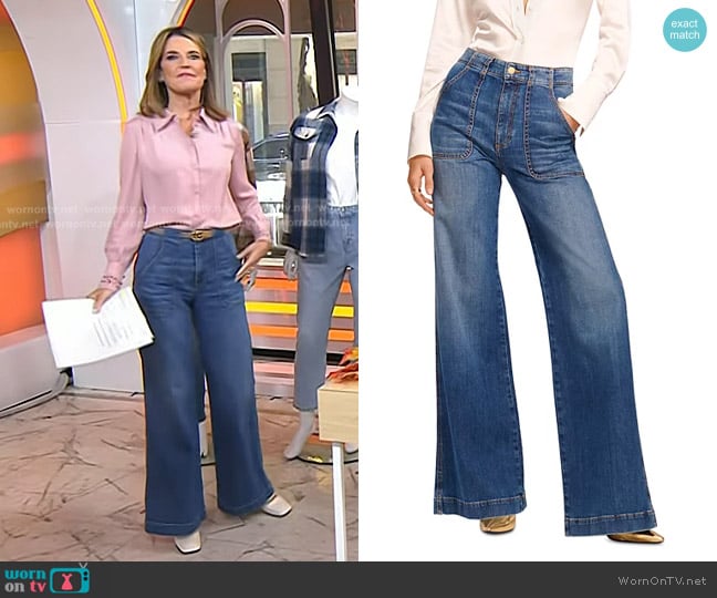 Ramy Brook Theodora High Rise Wide Leg Jeans in Medium Wash worn by Savannah Guthrie on Today