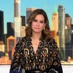 Rebecca’s black ikat tie neck blouse on Good Morning America