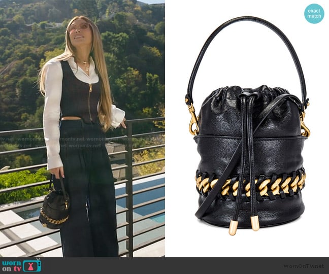 Rebecca Minkoff Chain Bucket Bag worn by Chrishell Stause on Selling Sunset
