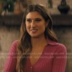Rebecca’s pink ribbed cardigan top on Nobody Wants This