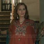 Beryl’s red print caftan dress on Elsbeth