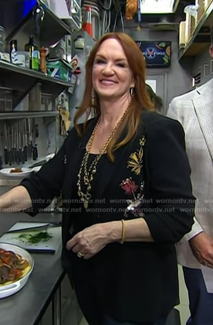 Ree Drummond’s black floral embellished blazer on Today