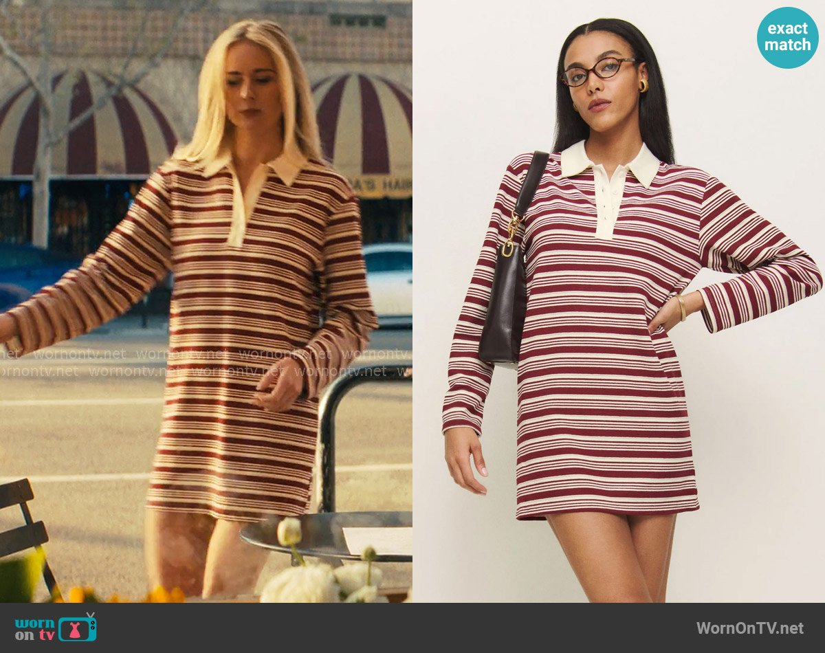 Reformation Anna Knit Dress in Red Stripe worn by Morgan (Justine Lupe) on Nobody Wants This