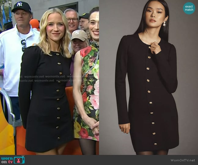Reformation Micah Knit Dress in black worn by Jessy Schram on Today