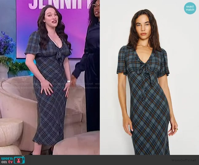 Reformation Plaid Tyler Dress worn by Kat Dennings on The Jennifer Hudson Show