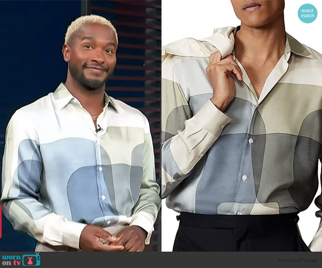 Reiss Felix Abstract-Print Shirt worn by Scott Evans on Access Hollywood