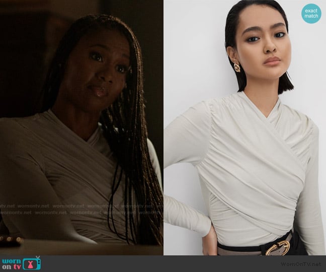 Reiss Mara Wrap Front Top worn by Jax Stewart (Emayatzy Corinealdi) on Reasonable Doubt