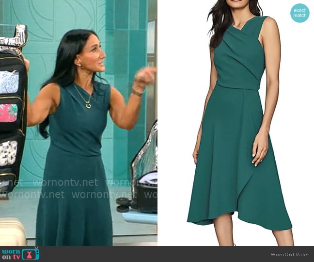 Reiss Marling Wrap-Front Midi Dress worn by Elizabeth Werner on CBS Mornings