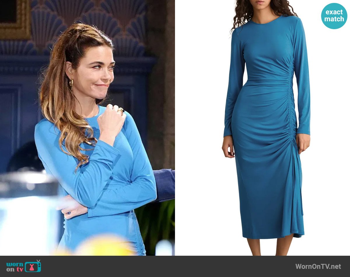 Reiss Rosie Long Sleeve Dress worn by Victoria Newman (Amelia Heinle) on The Young and the Restless