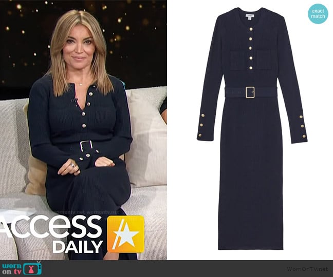 Reiss Willa Belted Long Sleeve Maxi Dress worn by Kit Hoover on Access Hollywood