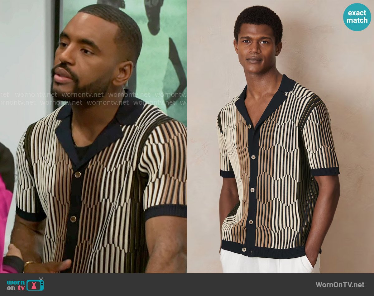 Reiss x Che Andre Stripe Camp Shirt worn by Andre Richardson (Sean Freeman) on Beyond the Gates
