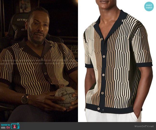 Reiss x Che Andre Stripe Camp Shirt worn by Lewis Stewart (McKinley Freeman) on Reasonable Doubt
