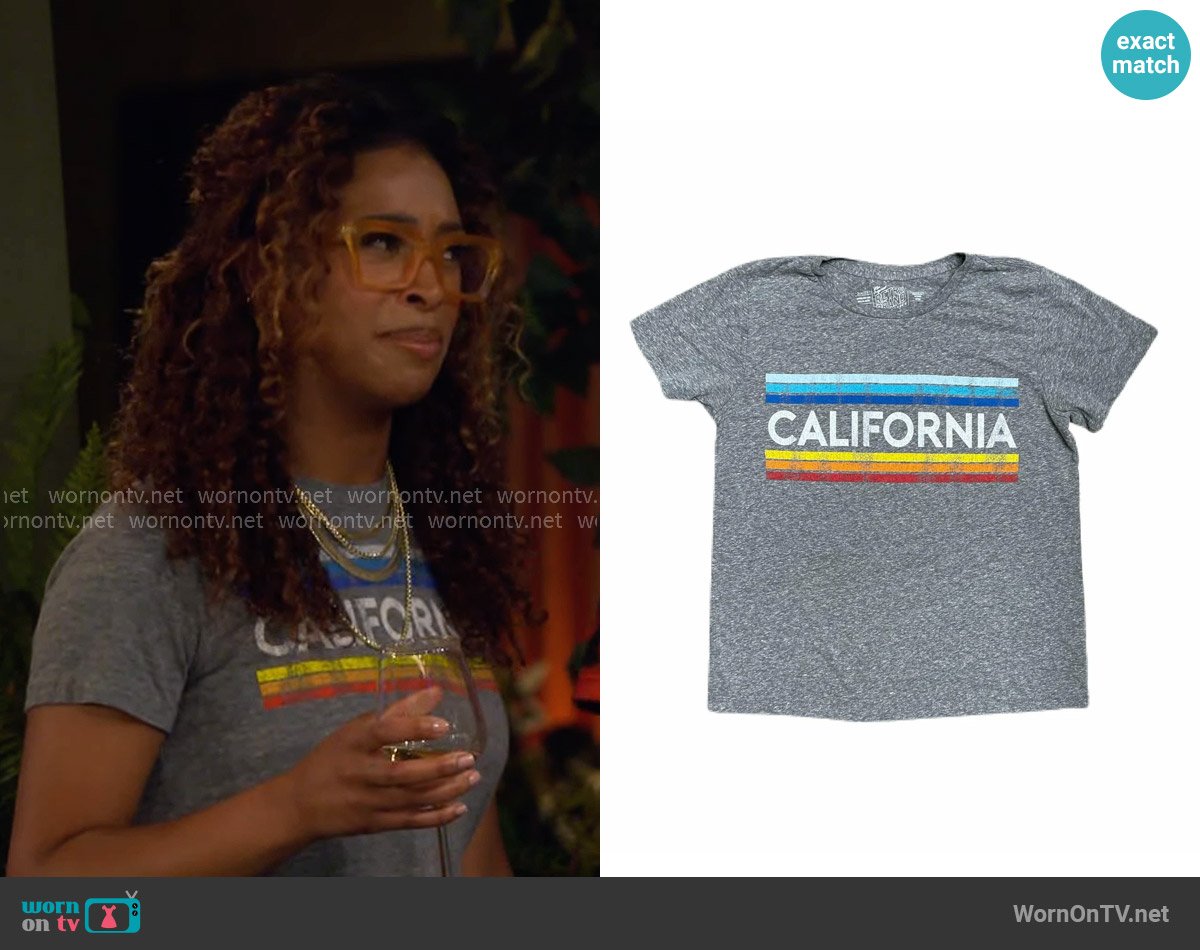 Retro Brand at Kitson Vintage California Tee worn by Courtney (Skye Townsend) on The Neighborhood