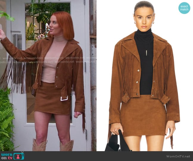 Retrofete Vonda Jacket and Valerie Suede Skirt worn by Whitney Rose on The Real Housewives of Salt Lake City