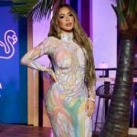 Larsa’s multicolor print reunion dress on The Real Housewives of Miami