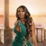 Wendy’s green embellished promo dress on The Real Housewives of Potomac