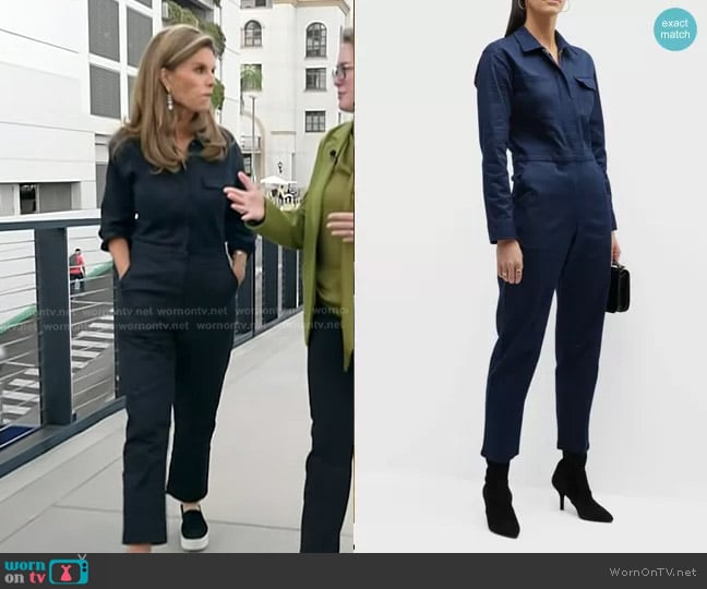 Rivet Utility Bigwig Cotton Straight-Leg Jumpsuit worn by Maria Shriver on Today