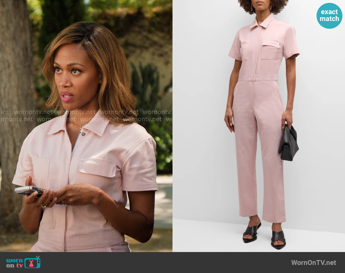 Rivet Utility Worker Short-Sleeve Jumpsuit worn by Christina Hunter (Nicole Beharie) on The Morning Show