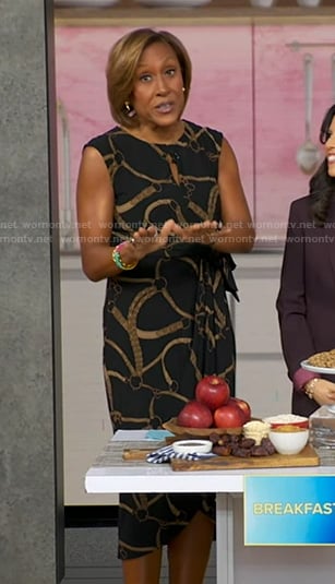Robin's black belt print dress on Good Morning America