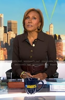 Robin’s brown long sleeve polo dress on Good Morning America