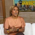 Robin’s pink and brown floral dress on Good Morning America