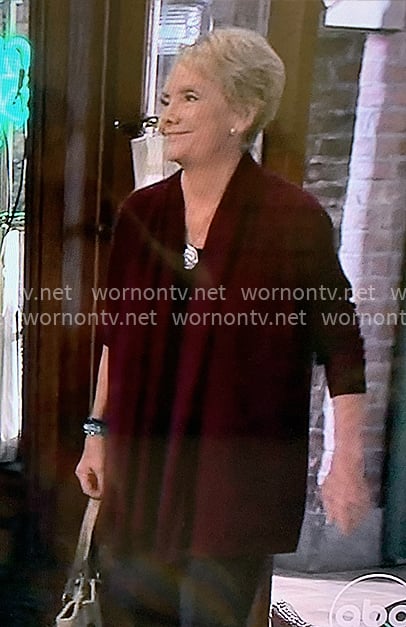 Ronnie's burgundy cardigan on General Hospital