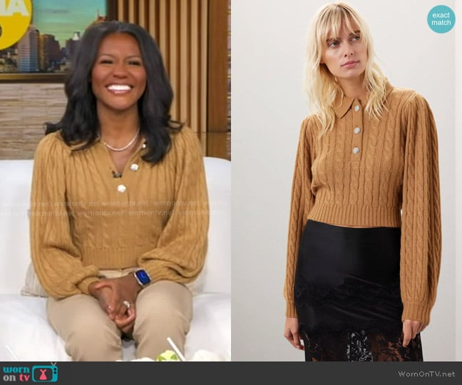 Ronny Kobo Collective Button Front Sweater worn by Janai Norman on Good Morning America
